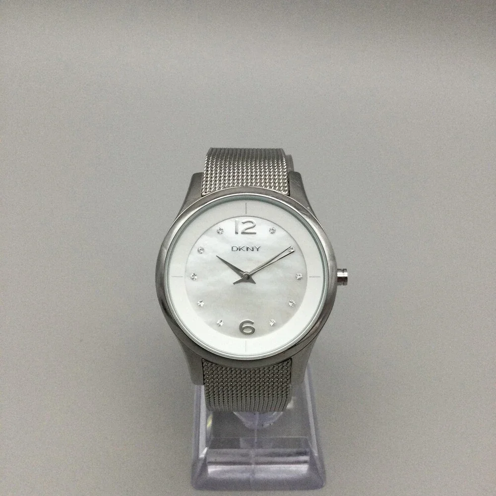 DKNY Womens Watch 37mm MOP Dial Silver Tone Steel Mesh NY-8716 New Battery